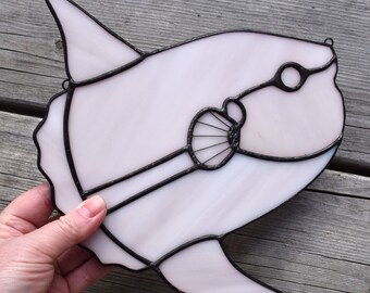Sunfish Stained Glass Suncatcher: Mola Fish Marine Decor