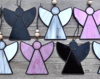Stained Glass Angel Ornament: Minimalist Suncatcher, Hygge Home Decor