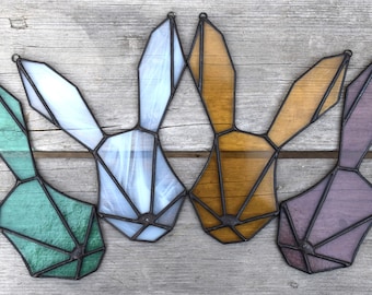 Stained Glass Origami Bunny Suncatcher: Easter Window Decoration
