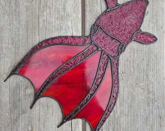 Stained Glass Vampire Squid Ornament, Deep Sea Decor