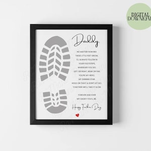 Fathers Day Footprint Craft, Fathers Day Gift, Fathers Day Poem, Footsteps Footprint, Gift for Dad from Kid, Digital Download, Printable DIY