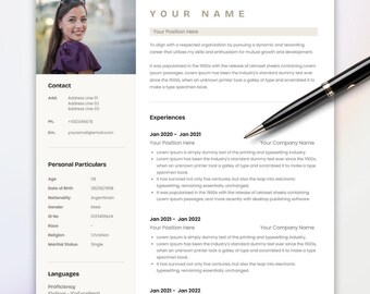 Canva Resume Template | Professional CV in English & German | Modern ...