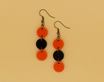 Orange and Black Halloween Earrings Cute Halloween Earrings Fun Holiday Earrings Simple Halloween Acrylic Earrings Fun Fall Earrings
