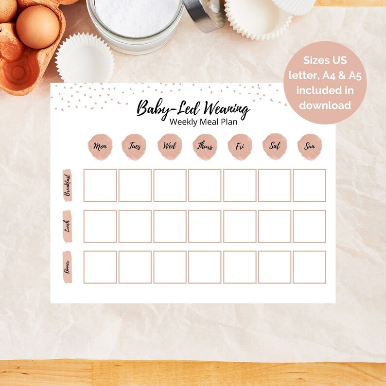 Baby Meal Planner, Weekly Meal Planner, Instant Download, Printable