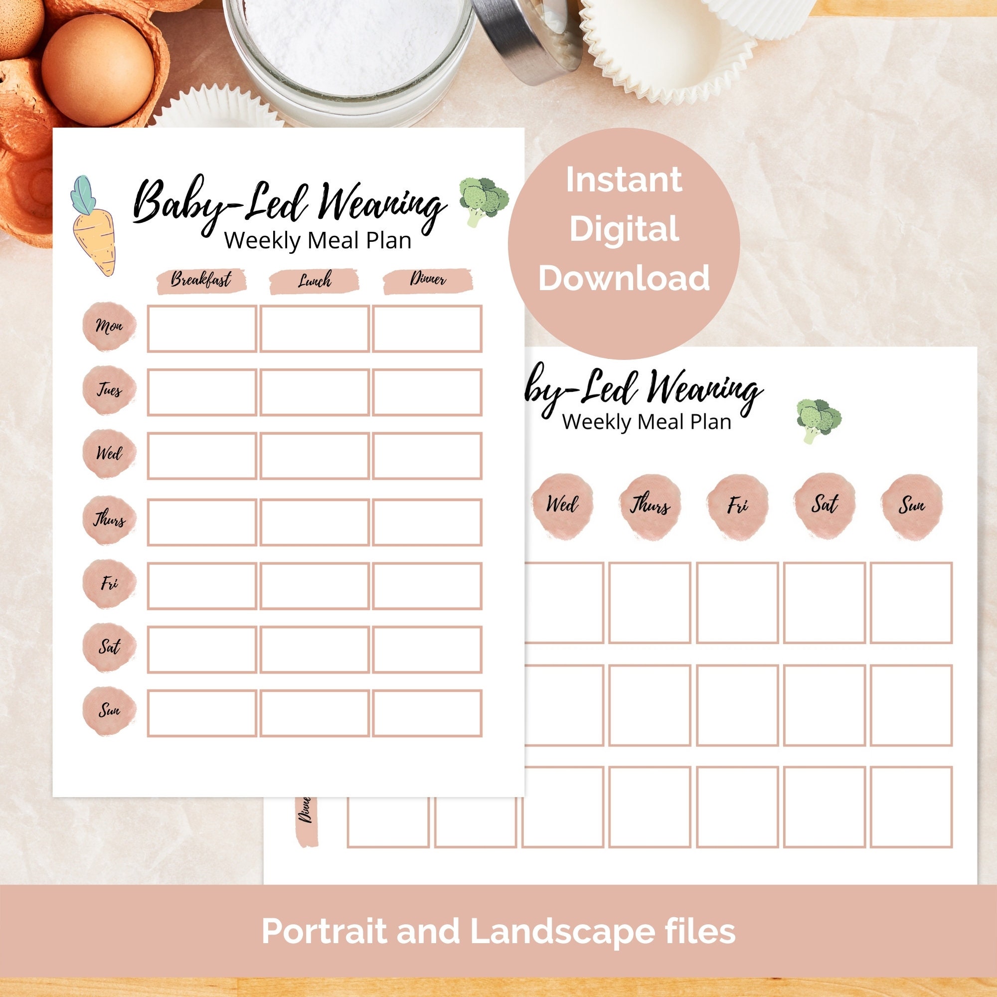 Baby Meal Planner, Weekly Meal Planner, Instant Download, Printable