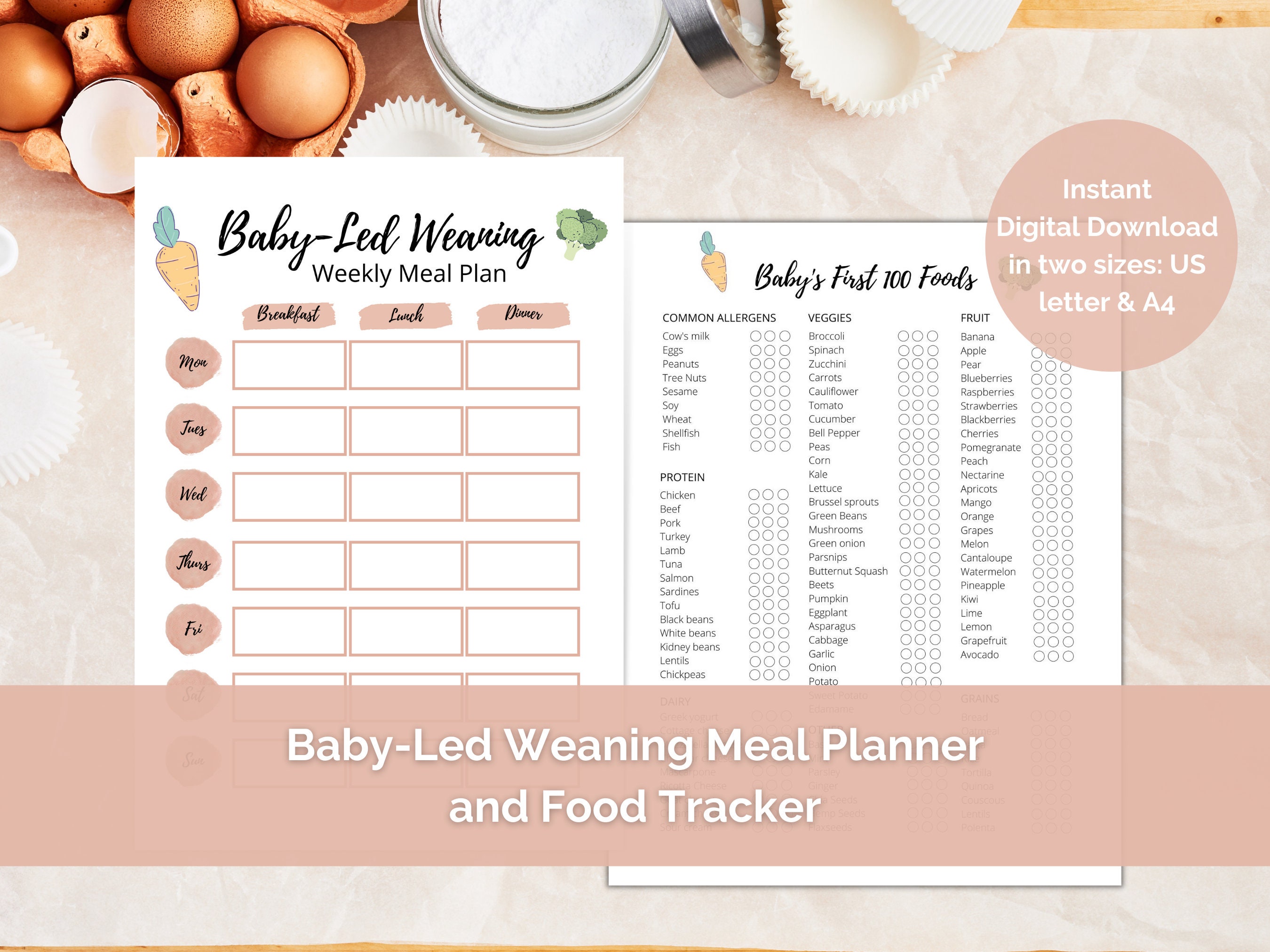 Baby Meal Planner and Baby's First Food Tracker, Weekly Meal Planner