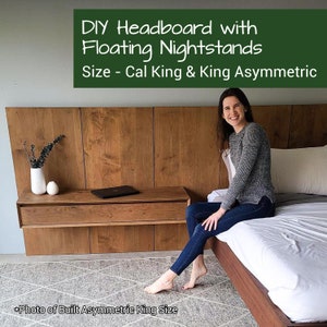 King DIY Headboard With Asymmetric Floating Nightstands Plans | DIY Headboard | DIY Woodworking Plans |  Furniture Plans