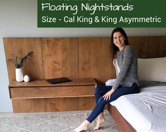 DIY King Headboard Plans | Asymmetric Floating Nightstands (PDF)
