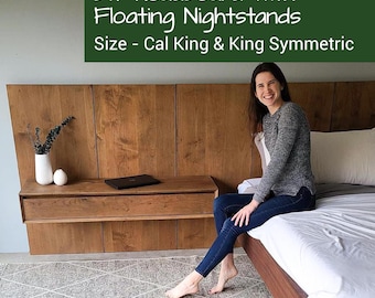 King DIY Headboard Plans | Symmetric Floating Nightstands (PDF)