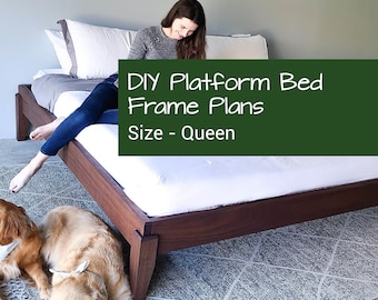 Queen DIY Platform Bed Frame Plans | Modern Queen Bed | Bed Plans | DIY Woodworking Plans |  Furniture Plans
