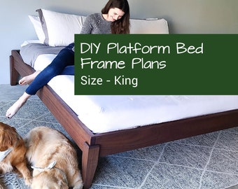 King DIY Platform Bed Frame Plans | Modern King Bed | Bed Plans | DIY Woodworking Plans |  Furniture Plans