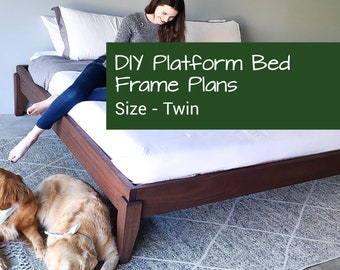 Twin DIY Platform Bed Frame Plans | Modern Twin Bed | Bed Plans | DIY Woodworking Plans |  Furniture Plans