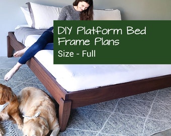 Full DIY Platform Bed Frame Plans | Modern Full Bed | Bed Plans | DIY Woodworking Plans |  Furniture Plans