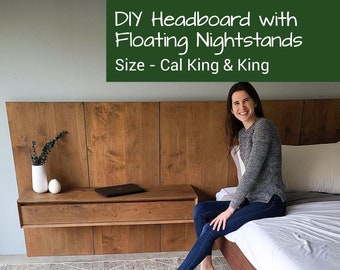 King DIY Headboard With Floating Nightstands Plans | DIY Headboard | Modern Headboard Plan | DIY Woodworking Plans |  Furniture Plans