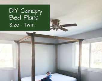 Canopy Bed Frame Plan | Twin Bed Plan | Furniture Plans | Montessori Bed Plan | Canopy Bed Frame | Canopy Bed Twin | DIY Woodworking Plans