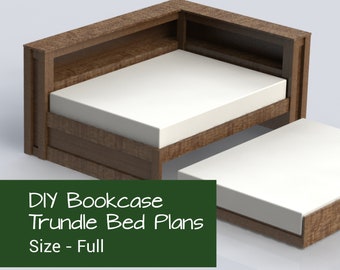 DIY Full Trundle Bed |  Full Bed Plan | Bed with Bookshelf | Bookcase Bed | Furniture Plans | Trundle Bed Plans | DIY Woodworking Plans