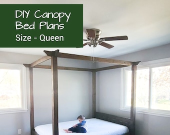 Canopy Bed Frame Plan | Queen Bed Plan | Furniture Plans | Montessori Bed Plan | Canopy Bed Frame | Canopy Bed Queen | DIY Woodworking Plans