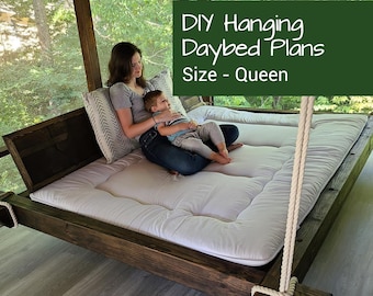 Hanging Bed Swing | Queen Bed | Outdoor Hanging Bed | Hanging Daybed | Hanging Bed Plans | DIY Woodworking Plans |  Furniture Plans