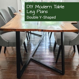 DIY Metal Table Legs Modern Table Leg Plan DIY Furniture Plans Modern Table Frame Design Double Y-Shaped Furniture Legs Metal image 1