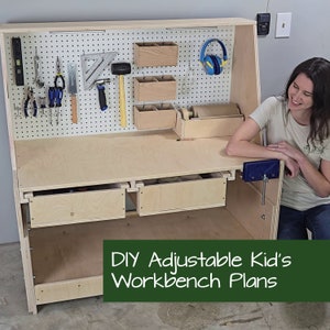 Adjustable Kid Workbench DIY Kid's Workbench DIY Woodworking Plans Furniture Plans image 1