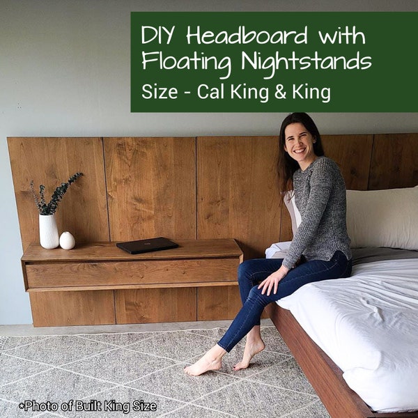 King DIY Headboard With Floating Nightstands Plans | DIY Headboard | Modern Headboard Plan | DIY Woodworking Plans |  Furniture Plans