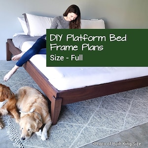 Full DIY Platform Bed Frame Plans | Modern Full Bed | Bed Plans | DIY Woodworking Plans |  Furniture Plans