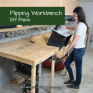 Flipping Workbench Plans Rotary Workbench Plans Flip-top Workbench Plans Miter Saw Workbench DIY Woodworking Plans Furniture Plans image 1