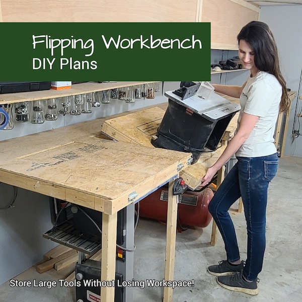 Flipping Workbench Plans | Rotary Workbench Plans | Flip-top Workbench Plans | Miter Saw Workbench | DIY Woodworking Plans | Furniture Plans