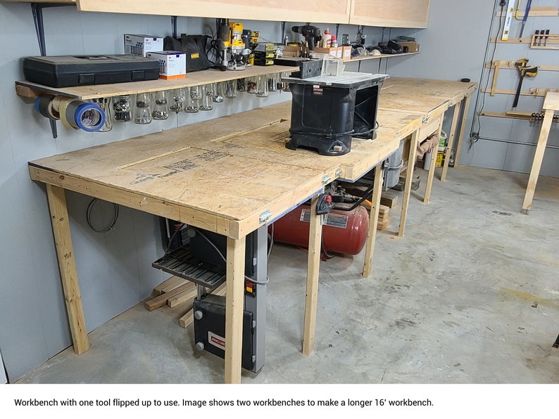 Flipping Workbench Plans Rotary Workbench Plans Flip-top Workbench Plans Miter Saw Workbench DIY Woodworking Plans Furniture Plans image 4