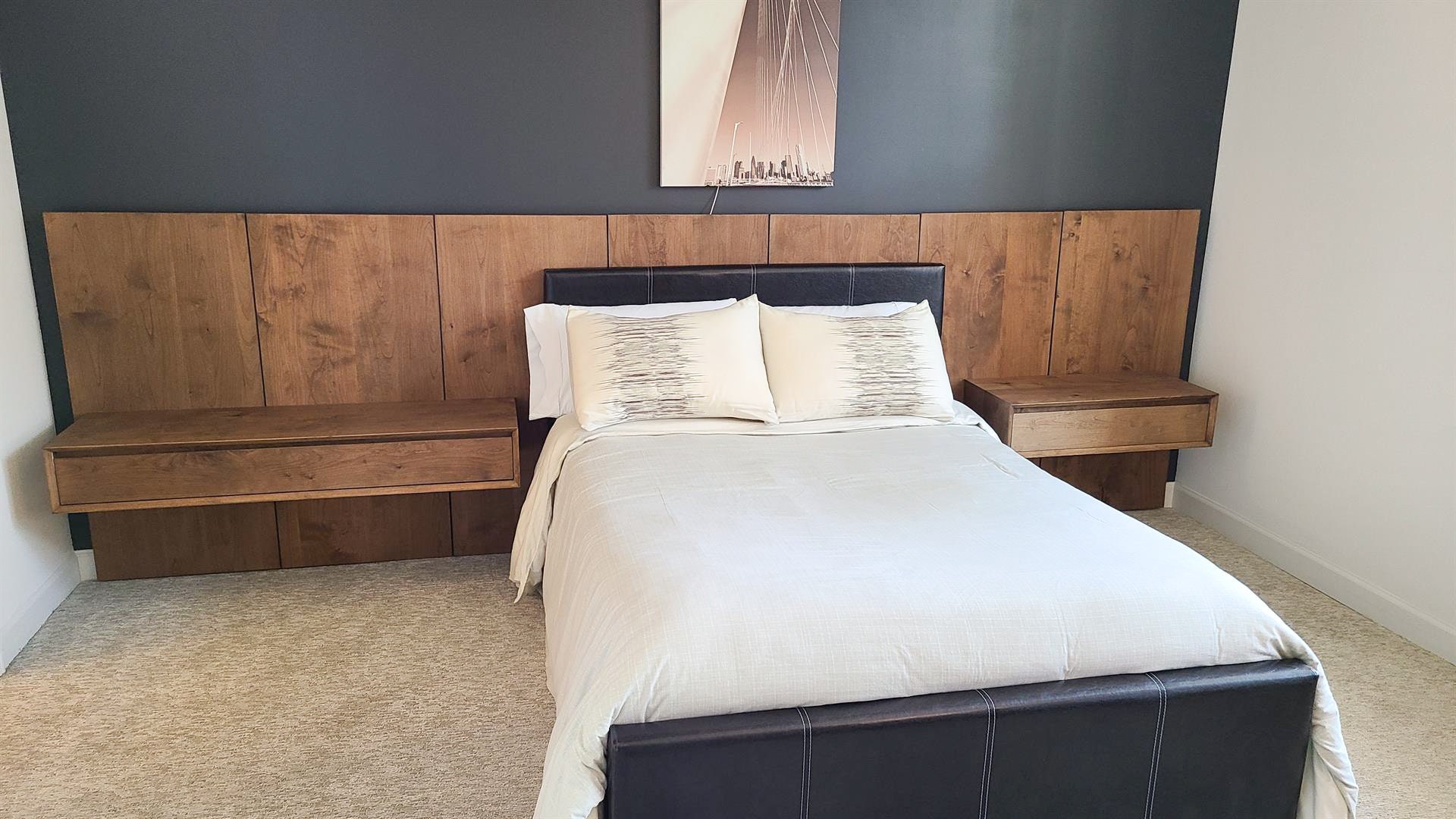 King DIY Headboard With Floating Nightstands Plans DIY Etsy