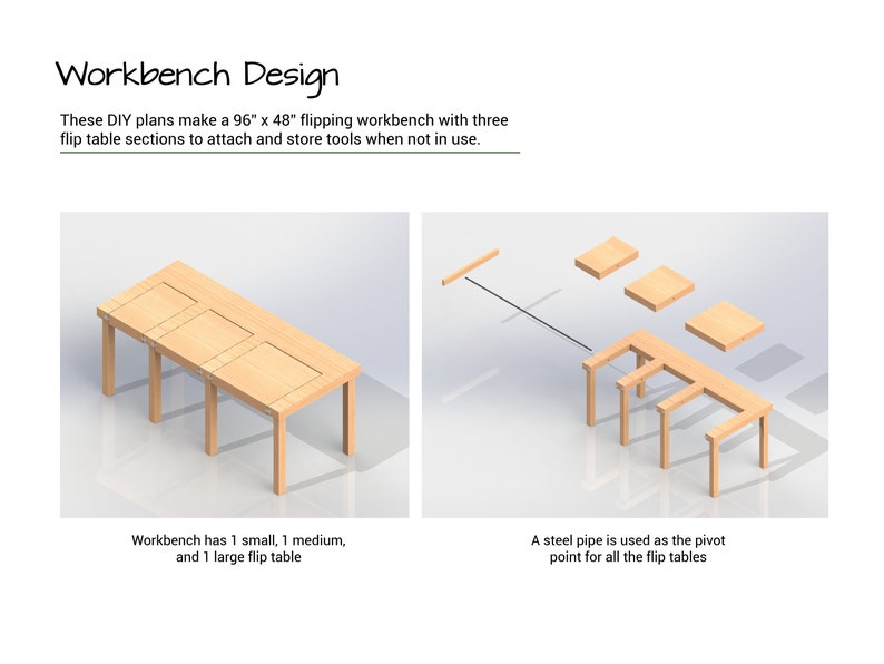 Flipping Workbench Plans Rotary Workbench Plans Flip-top Workbench Plans Miter Saw Workbench DIY Woodworking Plans Furniture Plans image 3