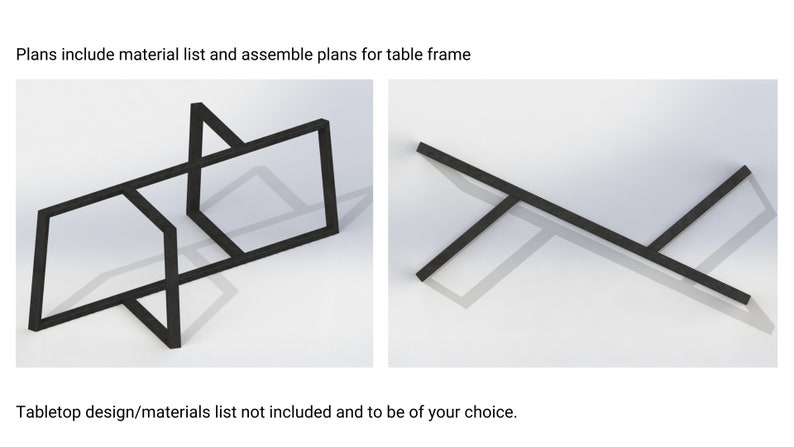 DIY Metal Table Legs Modern Table Leg Plan DIY Furniture Plans Modern Table Frame Design Double Y-Shaped Furniture Legs Metal image 3