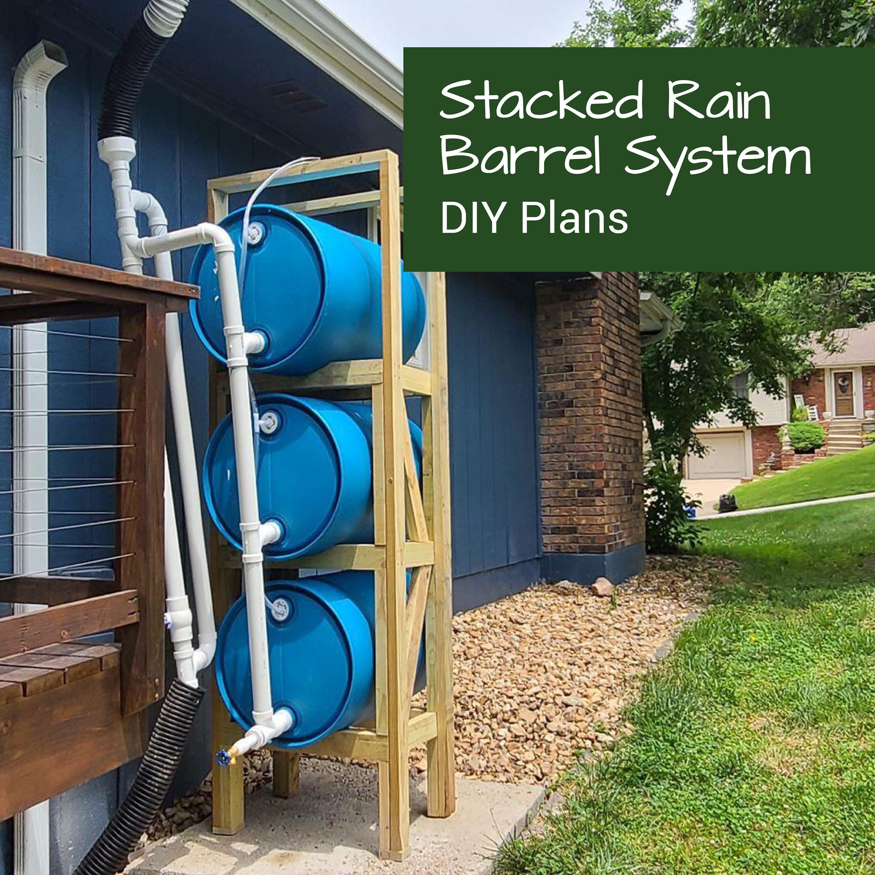 DIY Rain Barrel Plans For Garden | Rain Water Collection System | Stacked Rain Barrel System | DIY Rain Collector | Rain Barrel System Plans