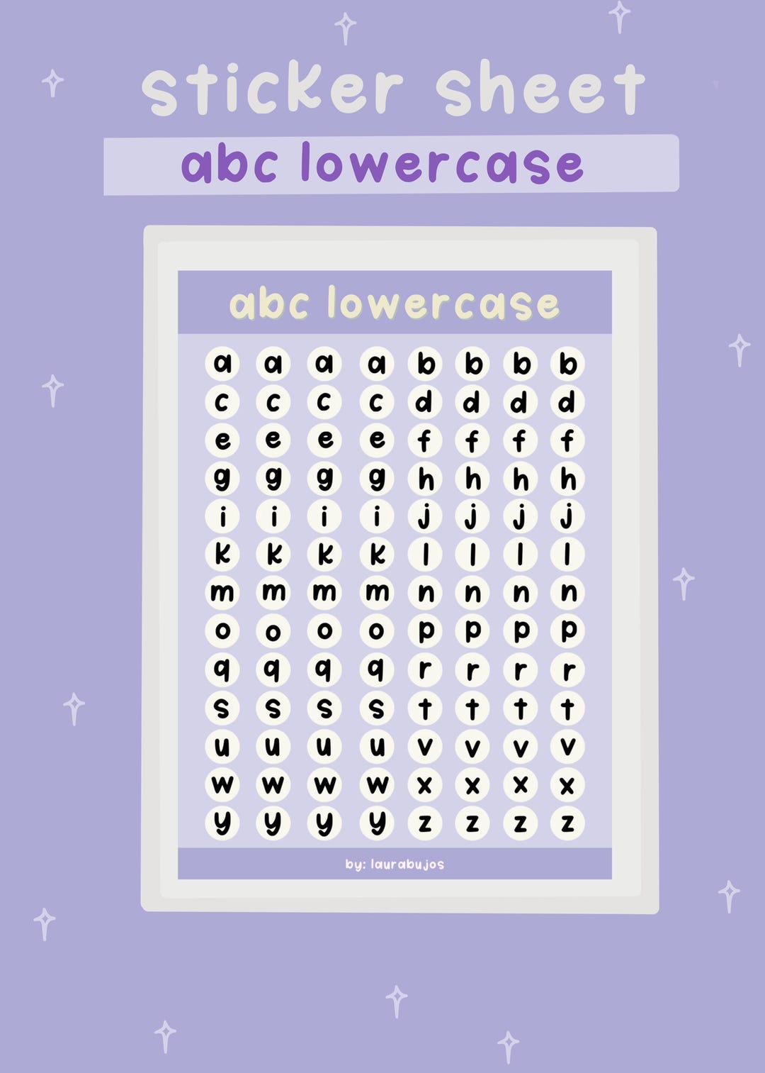 Abc Lowercase Sticker Sheet - Etsy
