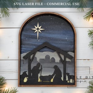 Layered Nativity Scene SVG | Christmas DIY Laser Cut File | 5-Layer Holiday Decor