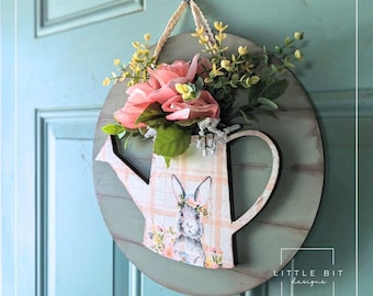 Spring Watering can door hanger for flowers SVG Laser Cut Digital File DIY