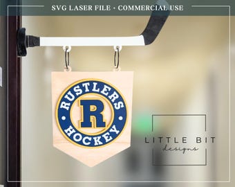 Hockey Locker Room Banner SVG | Laser Cut Hockey Stick & Magnet Puck
