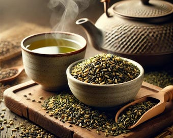Japanse genmaichathee: nootachtige geroosterde rijst, groene thee, gladde en geroosterde losse bladeren
