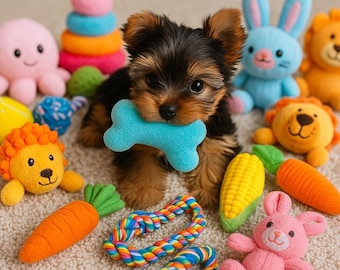 Puppy Starter Gift Box:  Organic Plush Chew Toys for Puppy and Small Dog (1-14lbs)