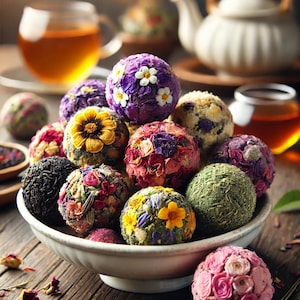 Herbal Blooming Tea Bomb – Loose Leaf Flowering Tea, Handcrafted, Caffeine-Free Tea for Relaxation,  Mindful Tea Rituals, Tea Bombs