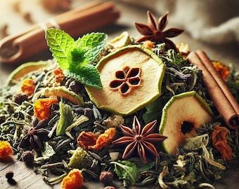 Organic Pear Green Tea: Mint, Clove, Fruity Loose Leaf Blend