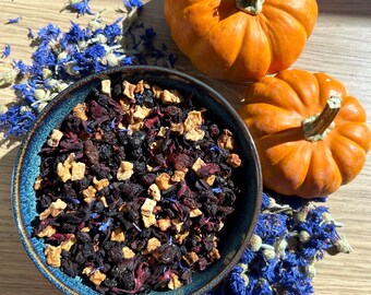 Bio-Blaubeercreme-Waldbeer-Kräutertee mit Hibiskus, Blaubeere, Minze, Kornblume, Apfel, Rosinen Loseblatt-Tee