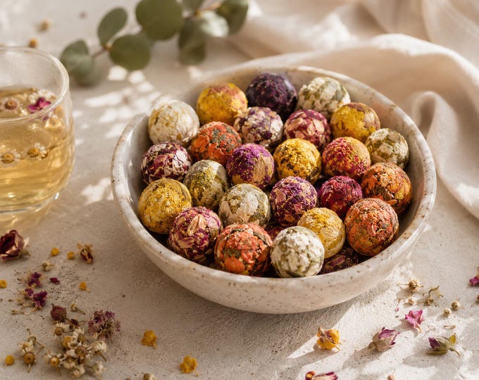 Flower Tea Bombs, Blooming Herbal Tea, Floral Tea Gift, Tea Lover Gift, Organic Tea Blend, Relaxation Tea