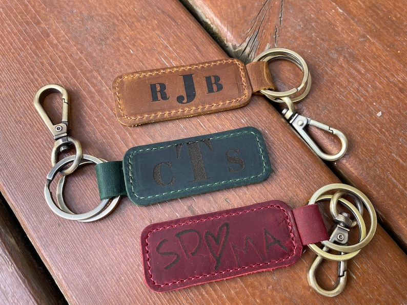 Custom Leather Keychain Personalized Leather Keychain Etsy