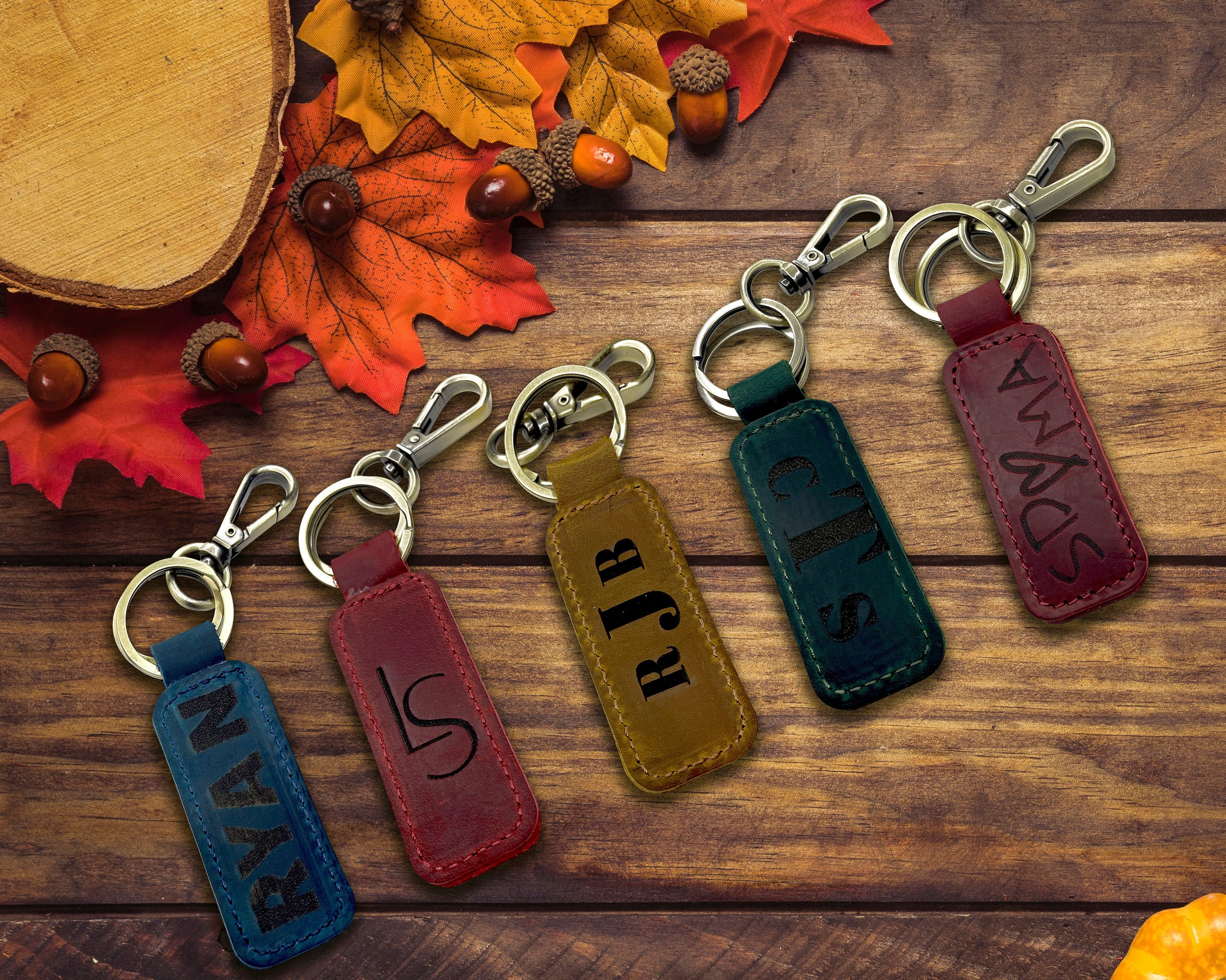 Personalized Leather Keychain, Customized Keychain, Custom Leather