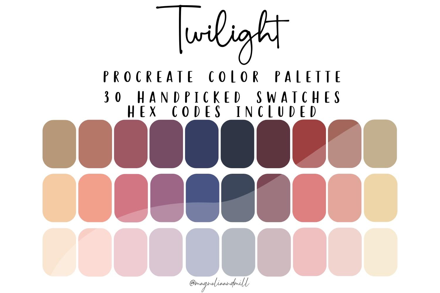 Twilight Red Color Code Twilight Color Palette: 30 Swatches With HEX Codes (digital Download ...
