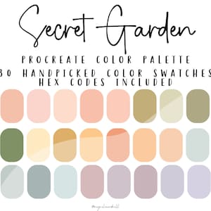 Secret Garden Procreate Color Palette | HEX Codes Included | 30 Handpicked Swatches |