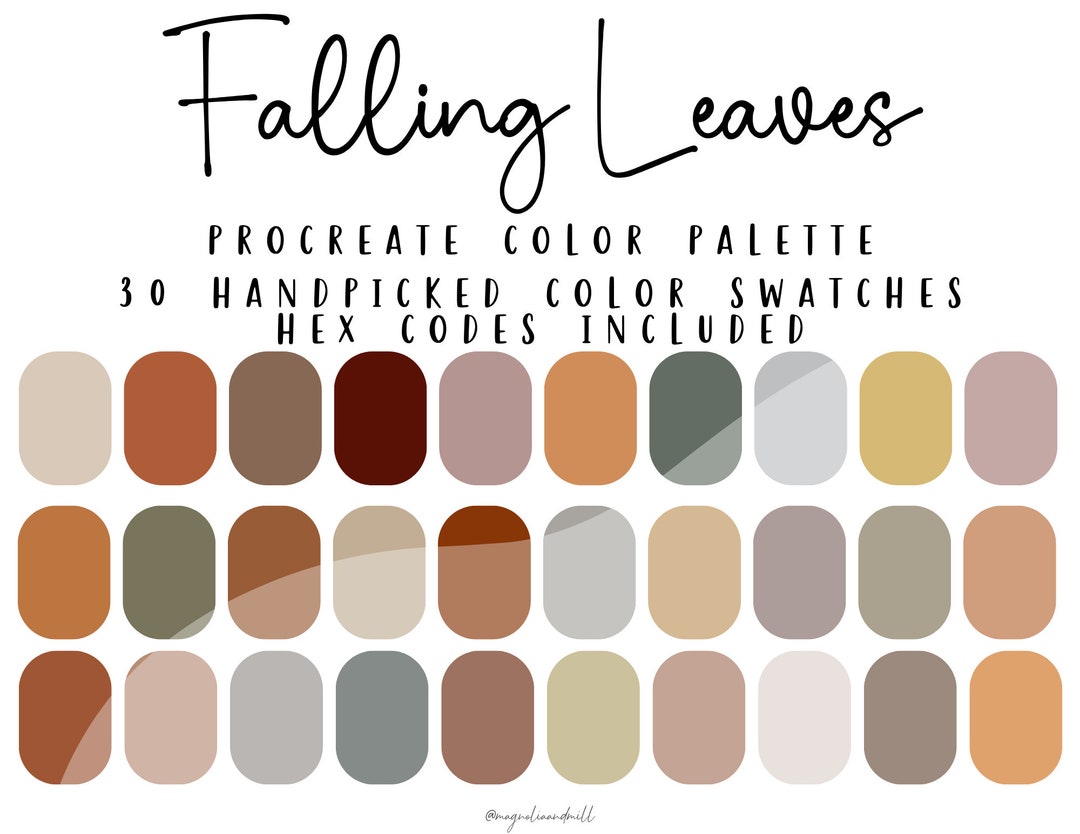 Falling Leaves Procreate Color Palette | HEX Codes Included | 30 ...