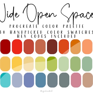 Wide Open Spaces Procreate Color Palette | HEX Codes Included | 30 Handpicked Swatches