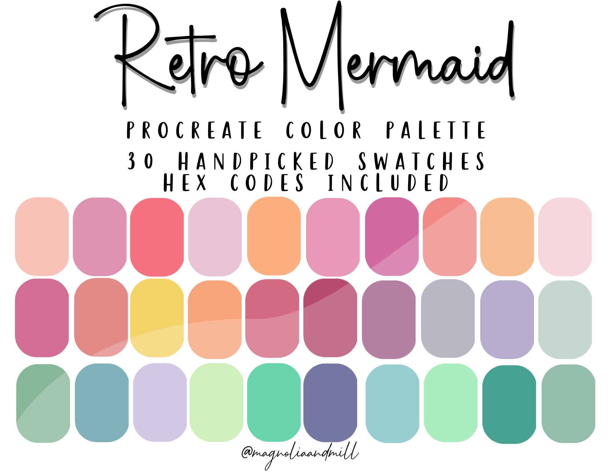 Retro Mermaid Procreate Color Palette | Canva Branding Colors | Pastel ...